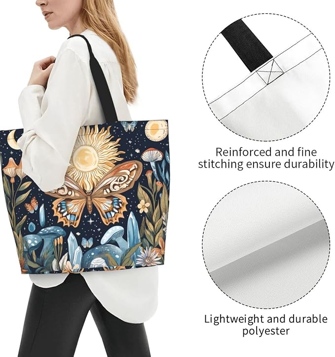 Tote Bag Shoulder Bags for Women Grocery Shopping Bag Reusable Bags Boho-Red Paisley 1