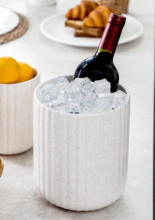 Nucookery Ceramic Utensil Holder for Countertop, 7.2" Large Cooking Utensil Crocks for Kitchen Counter, Farmhouse Kitchen Decor (Sand)