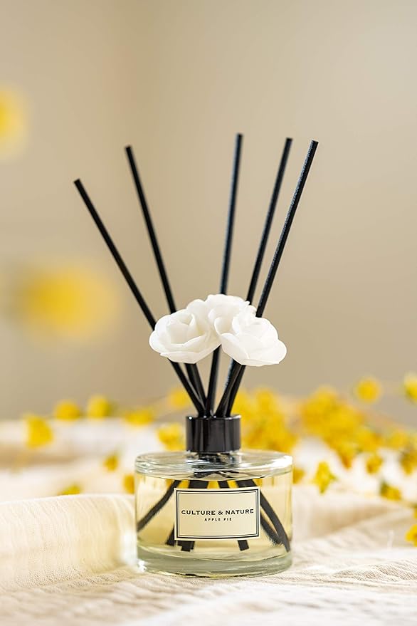 CULTURE & NATURE Reed Diffuser Set 6.7oz (200ml) Black Cherry Scented Diffuser with Sticks Home Fragrance Reed Diffuser for Bathroom Shelf Decor