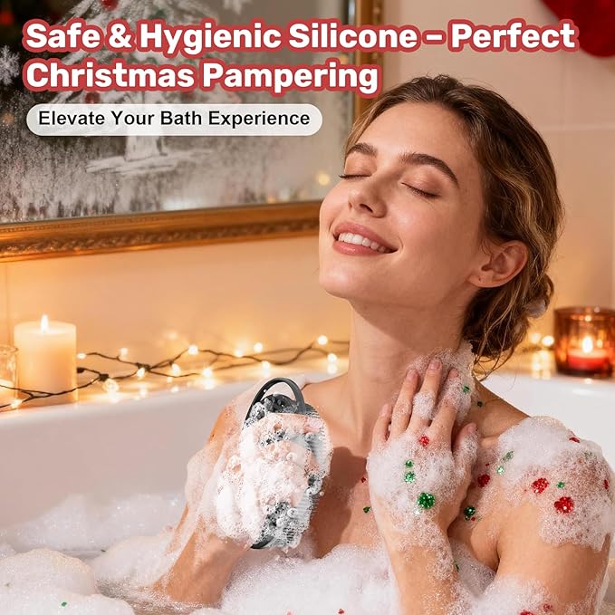Silicone Body Scrubber - Perfect Christmas Stocking Stuffers for Men, Women, Kids & Teens| Bulk Stocking Stuffers Gift Idea, Exfoliating Bath Brush, Fun Stocking Stuffers Candy Alternative 2025