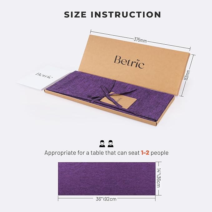 Small Coffee Farmhouse Table Runner for Fall, Thanksgiving, Christmas, and Winter - Athena - 100% Pure Linen - 14 x 36 Inches - Grape