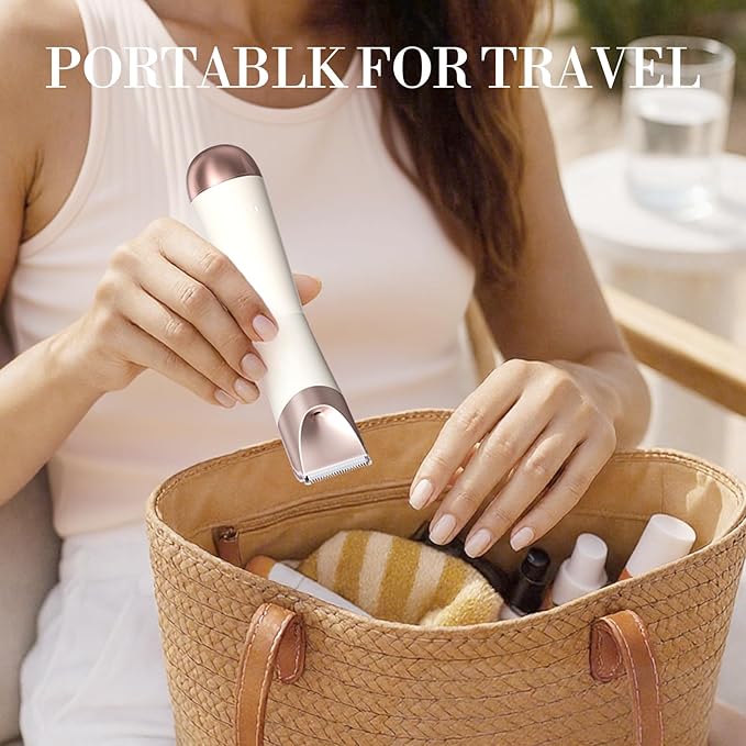 Bikini Trimmer for Women, 2 in 1 Electric Shaver for Women, Pubic Hair Trimmer Waterproof IPX7 with LED, Bikini Razor for Leg Arm Underarm Bikini Area, Christmas Gift Box for Friends - Shell White