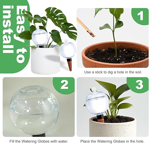 6 Pack Plant Watering Globes with Covers 17oz Self Watering Planter Insert Indoor/Outdoor Plant Watering Devices for Automatic Drip Irrigation