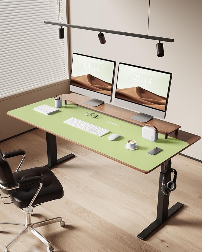 YSAGi Leather Desk Protector, Office Mat, Large Mouse Mat, Non-Slip PU Leather Blotter, Laptop Pad, Waterproof Writing Pad for Office and Home (Peak Green, 47" x 17")