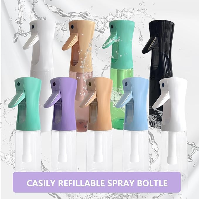 Spray Bottle for Hair Continuous Ultra Fine Mist (300ml) 360° Multi Spray Bottle for Plants, Cleaning, Skin Care Leakproof & Durable 2 Pack