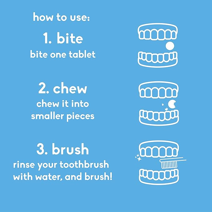 The Humble Co Fluoride-Free Chewable Toothpaste Tablets, Mint - Bite, Chew, Brush - Zero Water & Plastic Free Toothpaste Tabs - Travel-Friendly & Waste-Free Dental Oral Care Hygiene - 180 Count