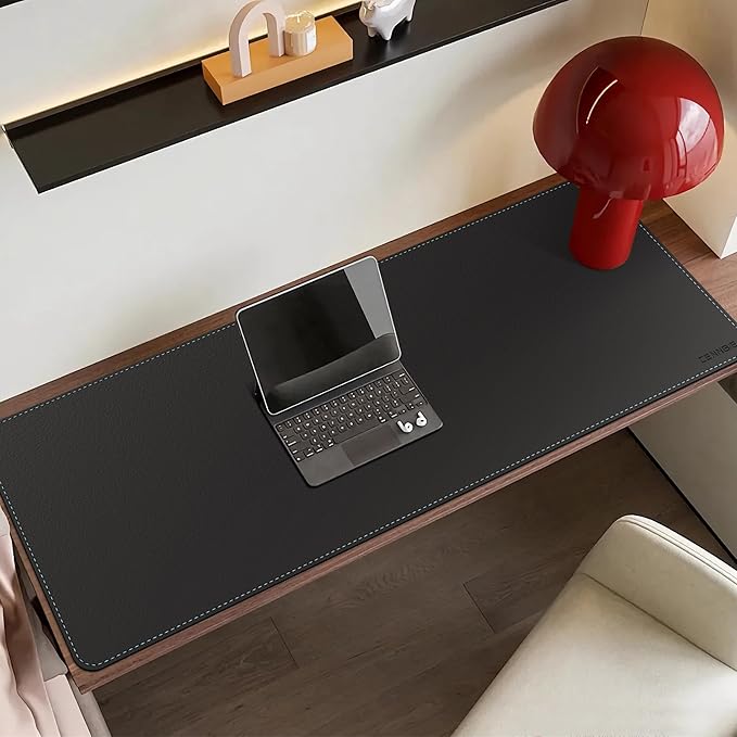 CENNBIE Leather Desk Mat - 43.6" x 16" Extra Large Desk Pad Protector for Office, Computer Desk, Oversized Mouse Pad, Black