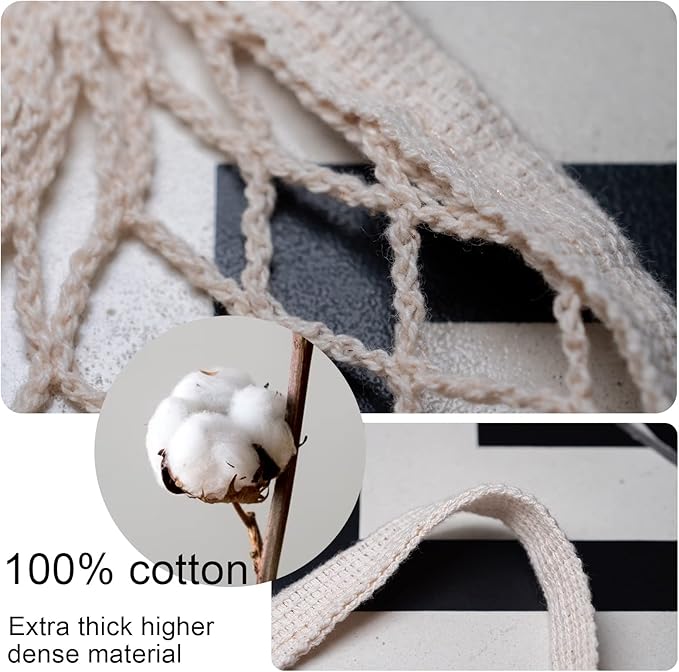 meetall Mesh Grocery Bags, Reusable Tote Bags with Sturdy Handle, Washable, Eco Friendly, Cotton String Net, for Shopping and Storage Fruit Vegetable (5 Pack, One Size, Off White/Pink/Blue/Red/Black)