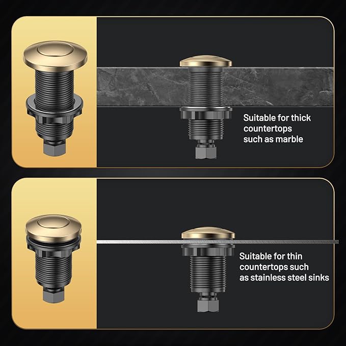 Garbage Disposal Air Switch Kit - UL Listed Wireless Sink Top Button, Champagne Bronze Finish, Compatible with Delta Faucet Champagne Bronze, Universal Design for All Garbage Disposals