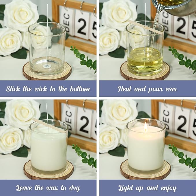 30 Pack Glass Candle Jars -7oz Clear Empty Candle Jars with Bamboo Airtight Lid, Bulk Candle Containers for Making Candles, 7 Fl.oz