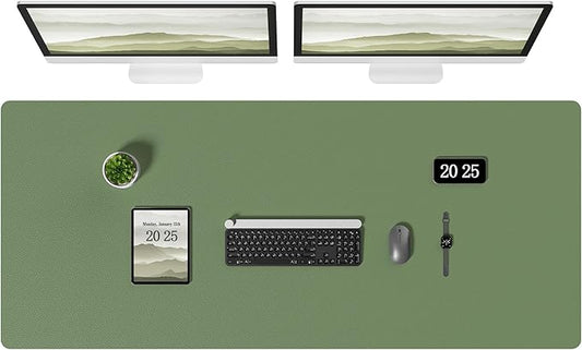 Aothia Leather Desk Pad Protector, Office Desk Mat, Large Mouse Pad, Laptop Desk Pad, Non-Slip PU Leather Desk Blotter, Waterproof Desk Writing Pad for Office and Home (Olive Green, 55" x 24")