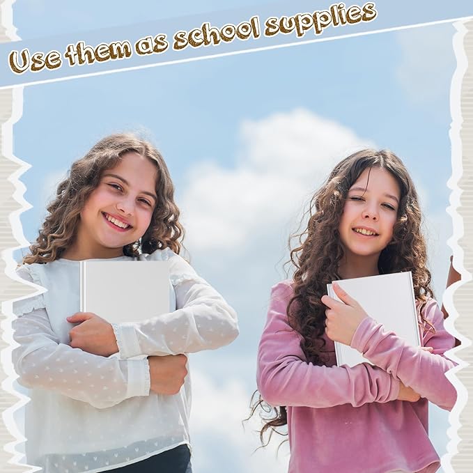 Henoyso 16 Pcs A5 Blank Notebooks Journals Bulk 100 Sheets/200 Pages Unlined Craft Notebooks Kraft Sketchbooks Hardcover for Writing Drawing for Gifts Students School Office, 8.3 x 5.7 in (White)