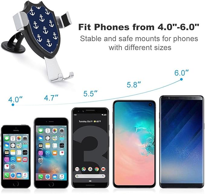 Men's Phone Holders Universal Hands Free Automobile Cell Phone Holder Navy Nautical Anchor