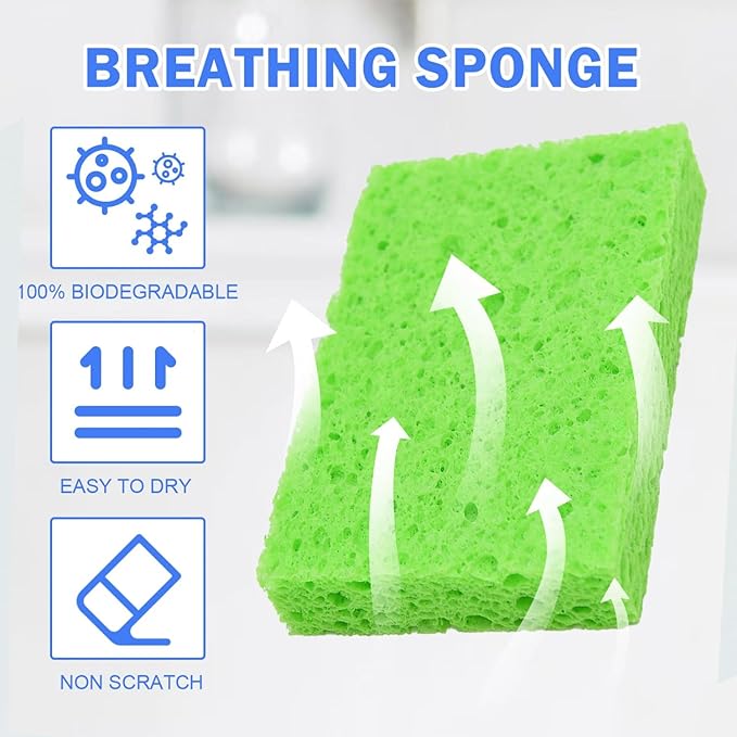 YoleShy 48 Pack Sponges Kitchen Natural Compressed Cellulose Sponges Durable Dish Sponge for Cleaning & DIY for Kids Reusable