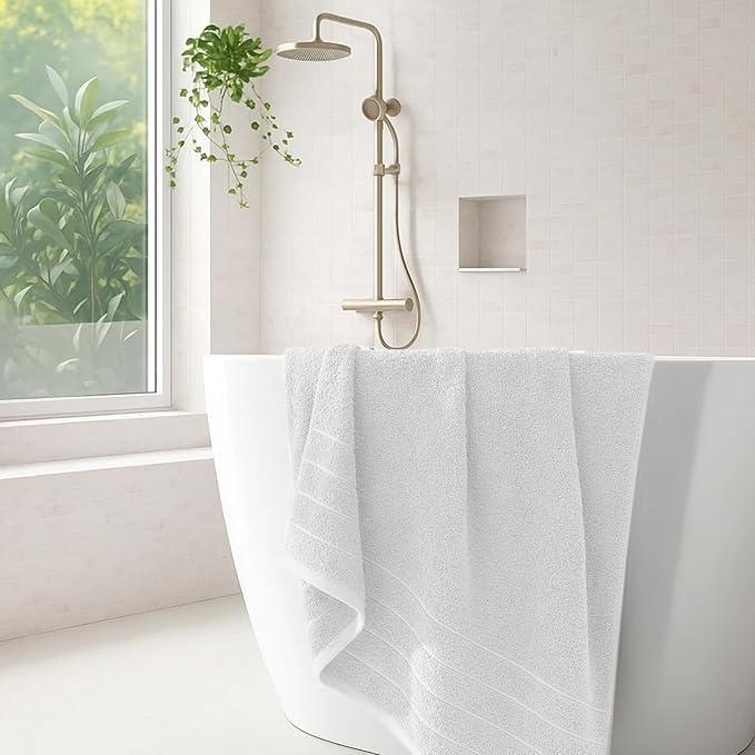 DAN RIVER Bath Towels Set of 4, 30 x 60 Inches, 100% Cotton, Larger & Lighter Weight, Quicker to Dry, Super Soft and Absorbent, Ideal Hotel Towels for Daily Use, White
