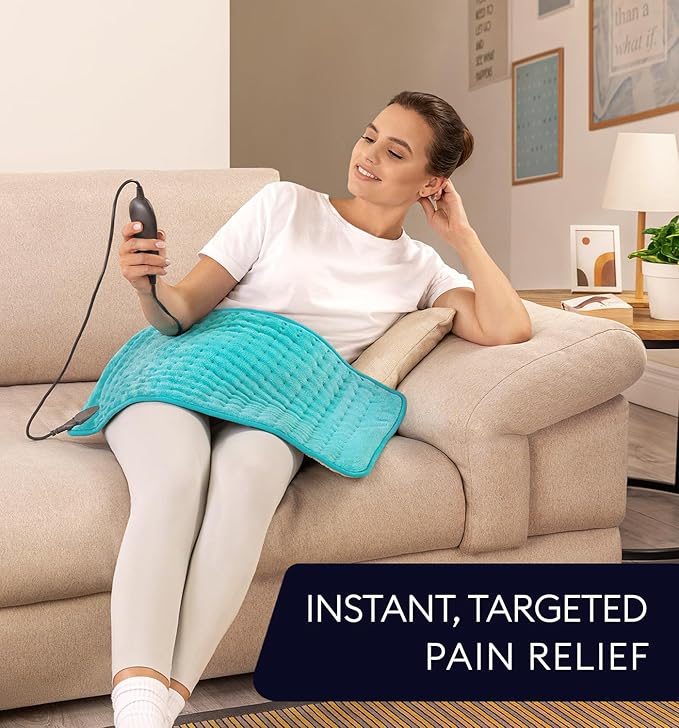 GENIANI Electric Throw - Double Sided XL Heating Pad Electric for Lower Back Pain & Period Cramps Relief, Heat Pad with 3 Heat Settings for Neck & Shoulders, Heat Patches (12"x24" Viridian Green)