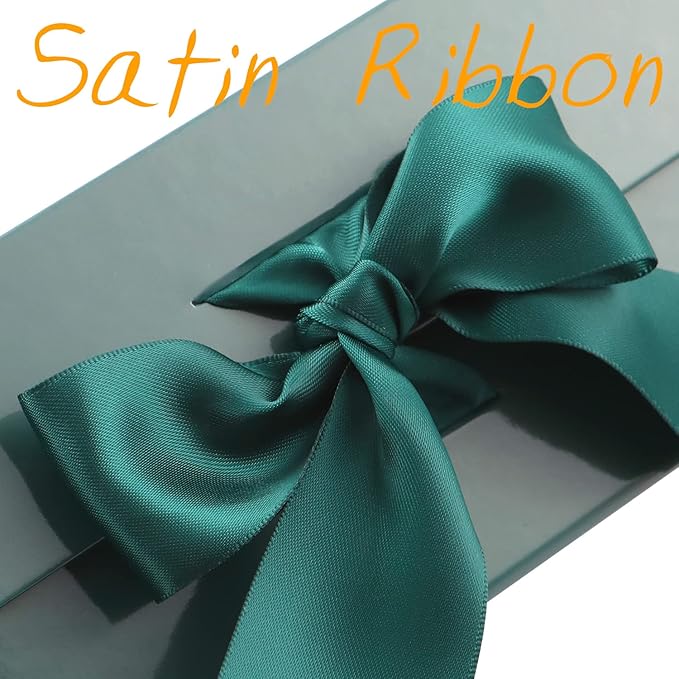 GREEN BEAN Large Gift Box with Lid for Present 13x9.7x3.4 Inches, Green Magnetic Gift Box with Ribbon, Bridesmaid Proposal Box (Glossy Green)