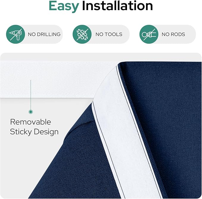 HOMEIDEAS 100% Linen Blackout Sidelight Curtains for Front Door, Side Door Window Curtains, Small Window,Thermal Insulated Covering, 1 Panel, W12 X L40 Inch, Navy