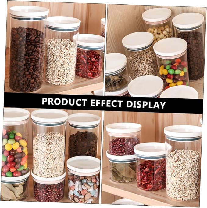4pcs Plastic Sealed Canisters with Airtight Lids for Kitchen Food Storage Transparent Containers for Coarse Cereals Grains and Snacks Pantry Organizers