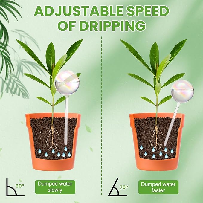 6 Pcs Plant Watering Globes Glass Iridescent Rainbow Self Watering Globes Clear Automatic Plant Watered Bulbs Devices Set Including 16oz 13oz 10oz for Indoor Plants Home Garden Vacation Care