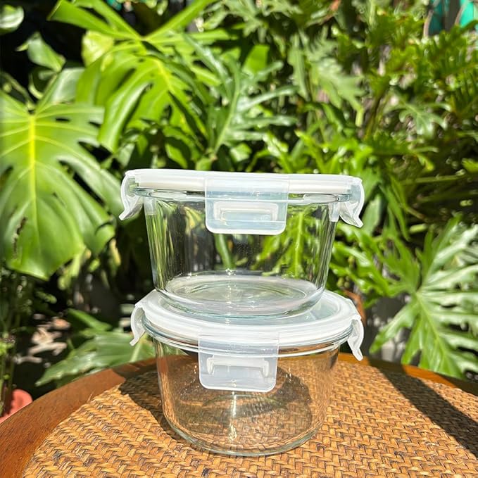 Glass Food Storage Containers Round Soup Container with Airtight Lids, food storage containers for soup (glass soup storage containers with lids)