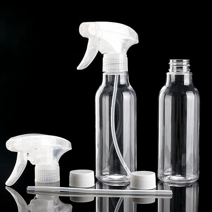 Cosywell Plastic Spray Bottles 8.8oz/260ml 4 Pack Empty Spray Bottle for Cleaning Mist/Stream Heavy Duty Water Spraying Bottle for Cooking Solutions Essential Oils Hair Care(Clear)