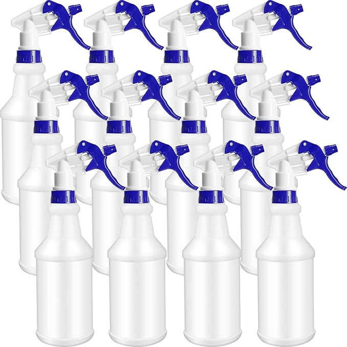 Eccliy 12 Pcs 16 Oz Plastic Spray Bottle, Adjustable Empty Reusable Sprayer for Cleaning, Planting, Water, Bathroom and Kitchen, BBQ, Commercial and Residential(Dark Blue,Original)