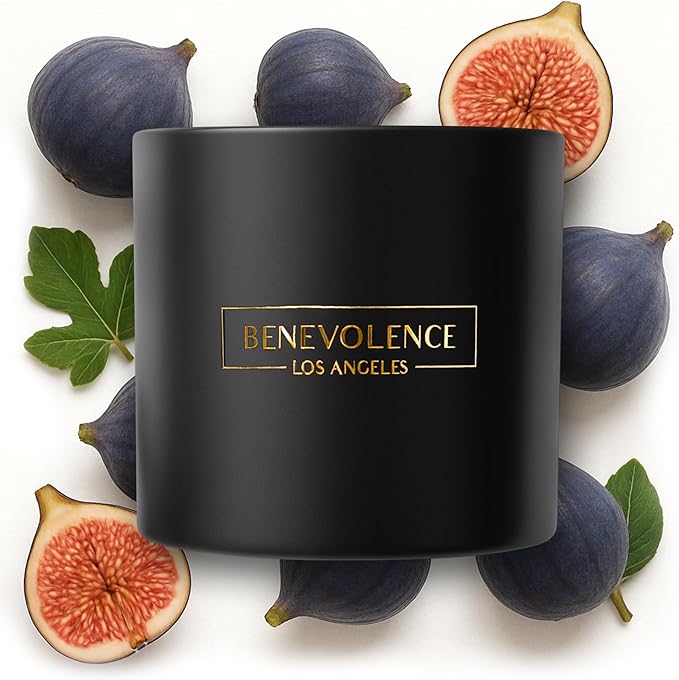 Benevolence LA 3 Wick Candle, Fig Tree Large Christmas Scented Candles | Soy Candles | Holiday Candle Gifts for Women and Men | Home Fragrance | Aromatherapy | Bathroom Freshener 14.5 Oz, 45 Hour Burn