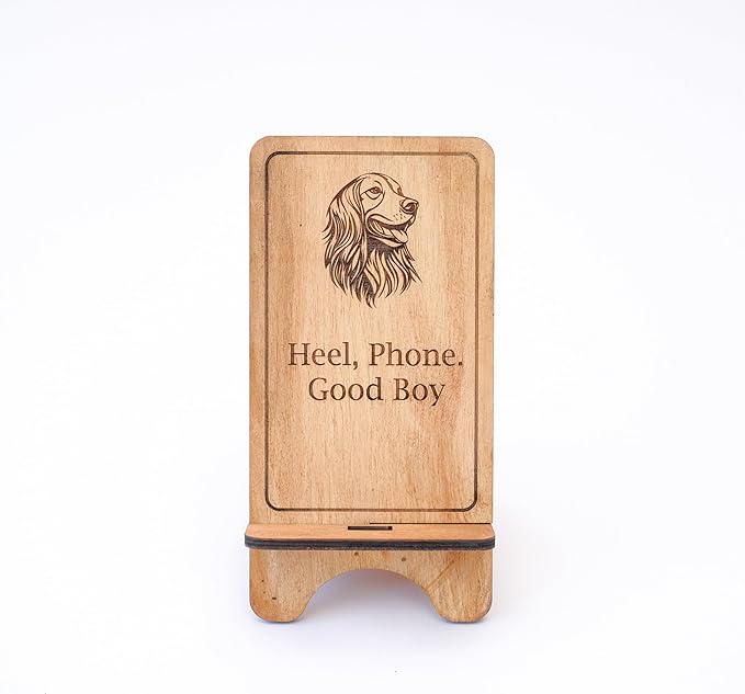 Design Your Own Phone Stand Personalized Wooden Holder Custom Pet Name Engraved Handmade Desk and Home Accessory Gift (Good boy)