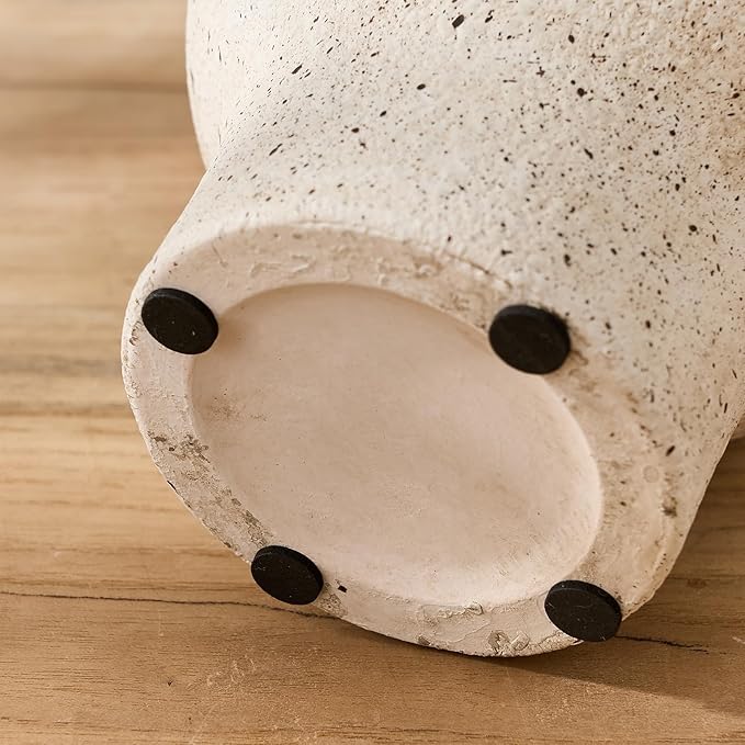 LUKA Antique Ceramic Vase with 2 Handle,7.28 inches Rustic Vase Minimalist Decor, Decorative Vases for Home Decor, Table, Living Room, Shelf, Christmas Decoration(Medium,White)