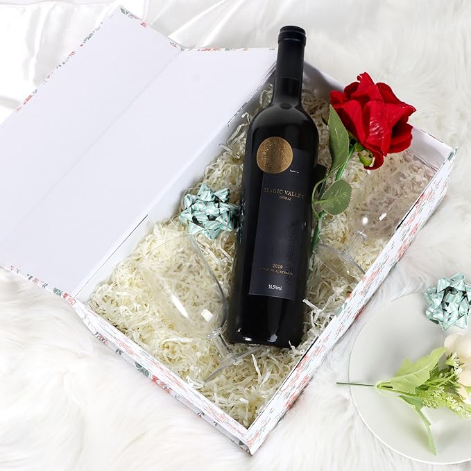 Floral Gift Box with Magnetic Lids 13.8x8.3x4.4 in, Large Bridesmaid Proposal Boxes, Rectangle Wedding Decorative Storage Box 1 Pack