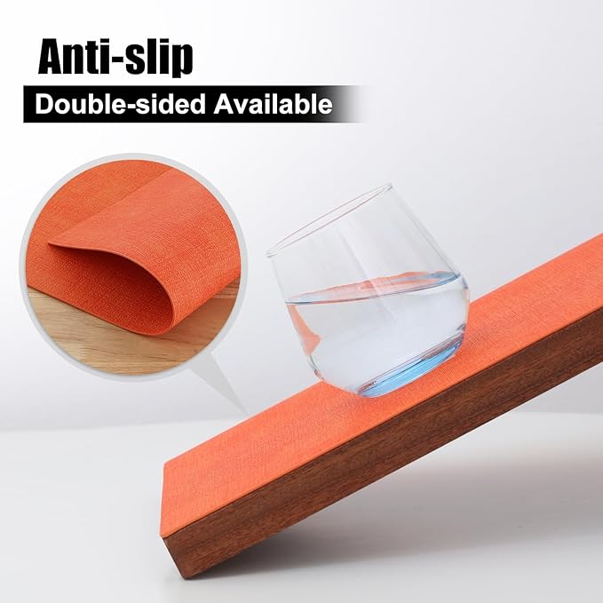 Homaxy Faux Leather Heat Resistant Placemats for Dining Table Set of 4, Waterproof Wipeable Washable PU Table Mats, Easy to Clean Anti-Slip Place Mats, 11.8" x 17", Orange