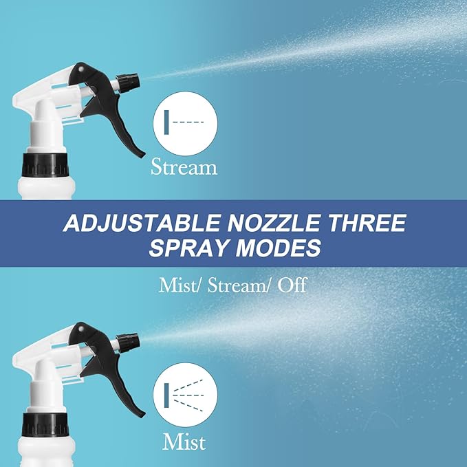 Eccliy 20 Pack 16oz Empty Spray Bottles, Leakproof Cleaning Bottles with Measurement and Adjustable Nozzle for Housekeeping, Commercial Use(Cylinder,10 Colors Spray Head)