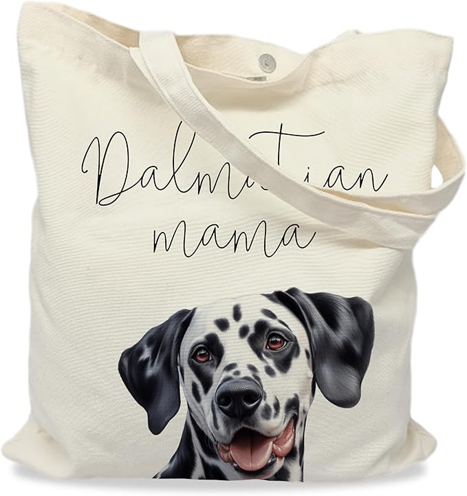 Dog Mama Tote Bag – Cute Dog Lover Canvas Bag, Reusable Shopping Shoulder Bag for Women, Pet Mom Gift,