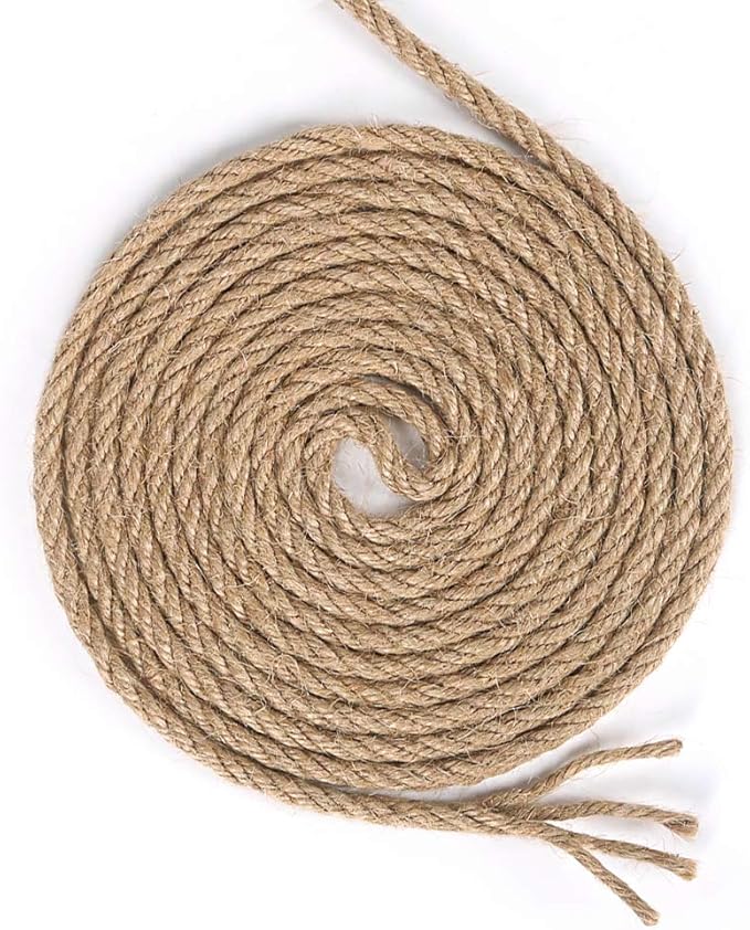 Tenn Well 6mm Jute Rope, 164 Feet Strong and Thick Twine Rope for Crafts, Gardening, Bundling, Cat Scratching Post, Home Decor, Christmas Decorations