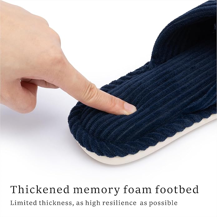 Chantomoo Slippers for Women Memory Foam House Womens Slipper Slides Home Bedroom Bathroom Spa Open Toe Corduroy Bow Slippers Cozy Comfortable