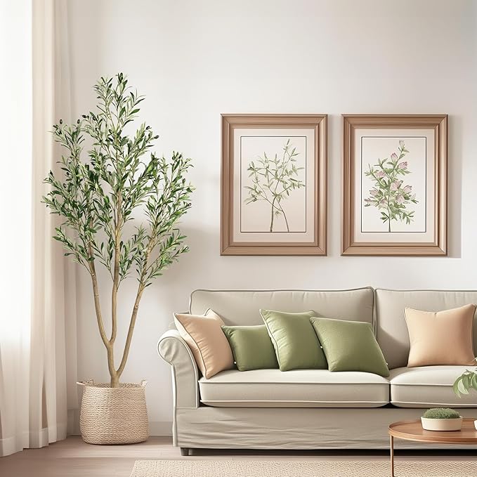 6FT Artificial Olive Tree, Indoor Faux Olive Tree Fake Potted Silk Olive Tree Plants with Lifelike Branches & Fruits for Home Office Decor
