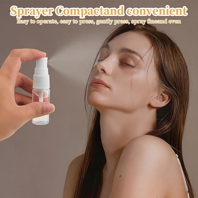 7-Pack Small Spray Bottles Kit - 5PCS 15ml Travel Spray Bottle + Cleaner & Tunnel, Clear Empty Fine Mist Bottles Refillable Liquid Containers for Perfume, Care Liquid, Cosmetics, Alcohol