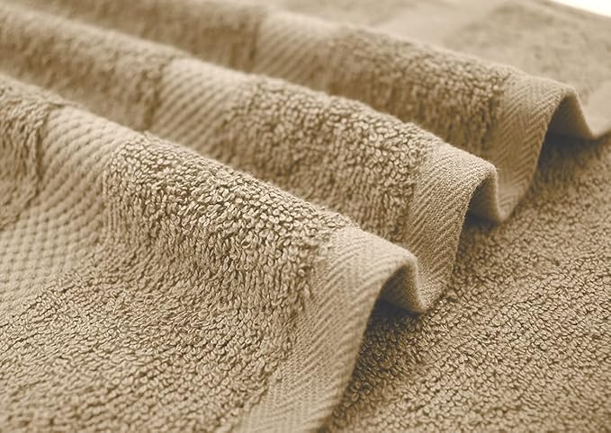 DAN RIVER Bath Towels Set of 4, 27 x 54 Inches, 100% Cotton, Larger & Lighter Weight, Quicker to Dry, Super Soft and Absorbent, Ideal Tan Bath Towels for Daily Use