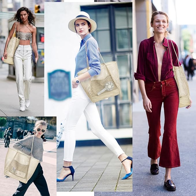 KALIDI BeachNylon Mesh Tote Bag, Casual Tote Bag Hobo Women Foldable MAX 23L Shoulder Bag For Beach Picnic Vacation