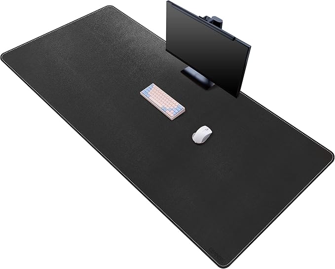 CENNBIE Leather Desk Mat, 63" x 31.4" Extra Large Desk Pad Blotter Protector, Extended Non-Slip Mouse Pad, Waterproof PU Leather Desk Mat on top of desks Large for Office and Home (Black)