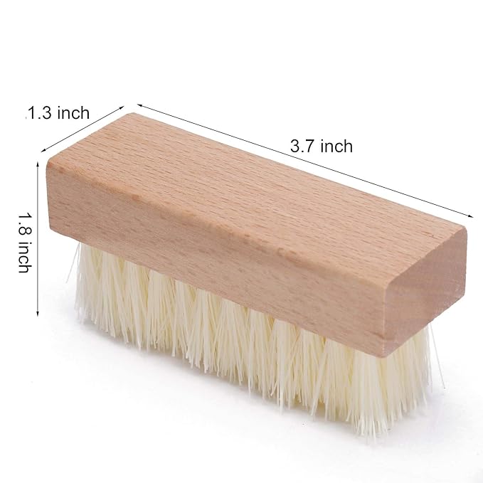 4-Packs Wooden Nail Brush Sturdy, Non-Slip Fingernail Hand Scrub Brush Nail Cleaning Brush for Nails and Toes