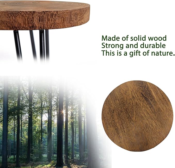 Plant Stand Indoor Outdoor, Wooden plant Stool, Mid Century Plant Stand for Indoor Plants, Wood Modern Plant Holder Rattan Flower, Low Short Boho Rustic Planter Stand Fit 5-15 Inch Pot(S,M,L) 3Pack