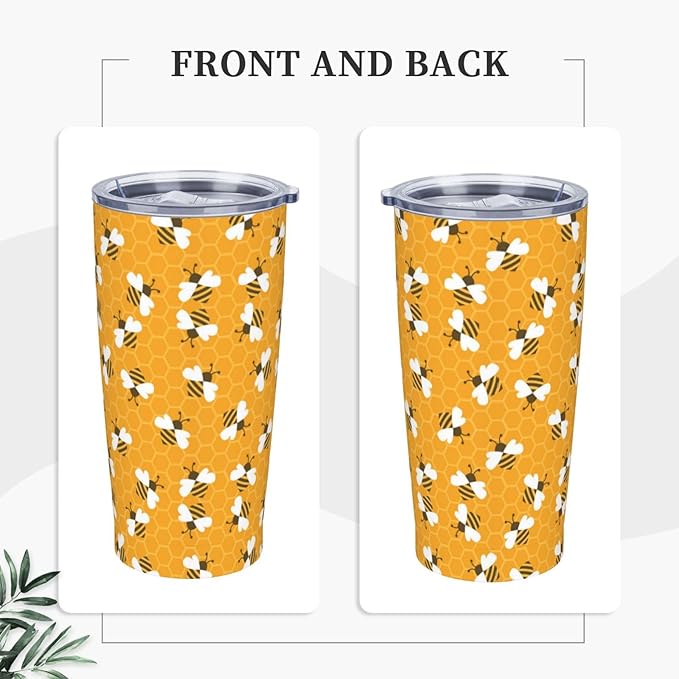 Bumble Bees Tumbler,Bees 21oz Stainless Steel Insulated Travel Tumblers,Travel Coffee Mug with Lid and Straw Water Bottle Drink Tumbler Cups Gifts for Women Men Lovers