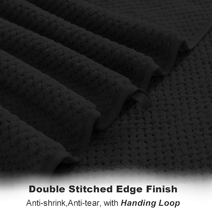 2 Piece Hand Towels Set,100% Microfiber - Quick Dry, Thick, Soft, Plush and Highly Absorbent Luxury Hotel & Spa Bath Towel for Bathroom, Pack of 2 (Black)