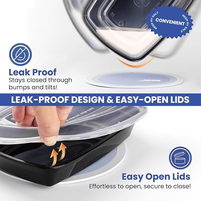 38oz 10 Pack Meal Prep Containers, BPA Free Food Storage Containers with Lids Reusable Stackable, Microwave/Dishwasher/Freezer Safe To Go Food Containers