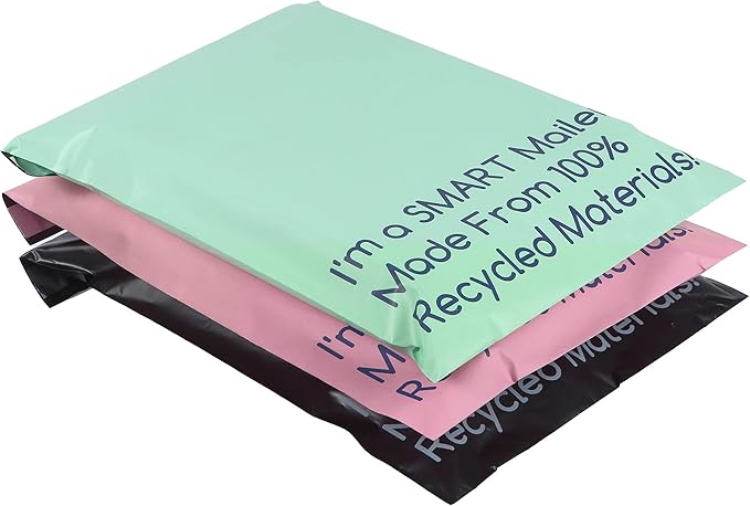 300 Count, 10x13 inch 100% Recycled Poly Mailers Eco Friendly Packaging Envelopes Supplies Mailing Bags 2.5 Mil Thick - SMART Mailer