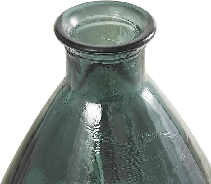 Deco 79 Recycled Glass Handmade Decorative Vase Spanish Centerpiece Vase, Flower Vase for Home Decoration 13" x 13" x 24", Blue