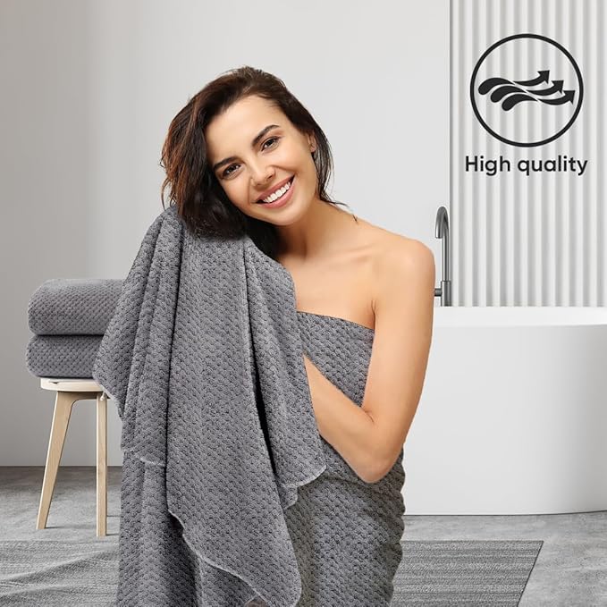 HOMEXCEL Bath Sheets Towels Set Pack of 2 (35 x 70 Inches), Ultra Soft Bath Towels for Bathroom, Lightweight and Quick Drying Towel for Body, Yoga, SPA, Fitness, Grey