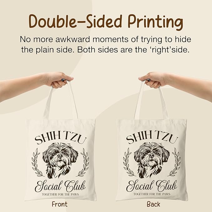 Dog Social Club Canvas Tote Bag, Travel & Daily Use, 16x14 Inch